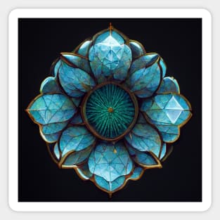 Blue crystal lotus flower mandala Sticker